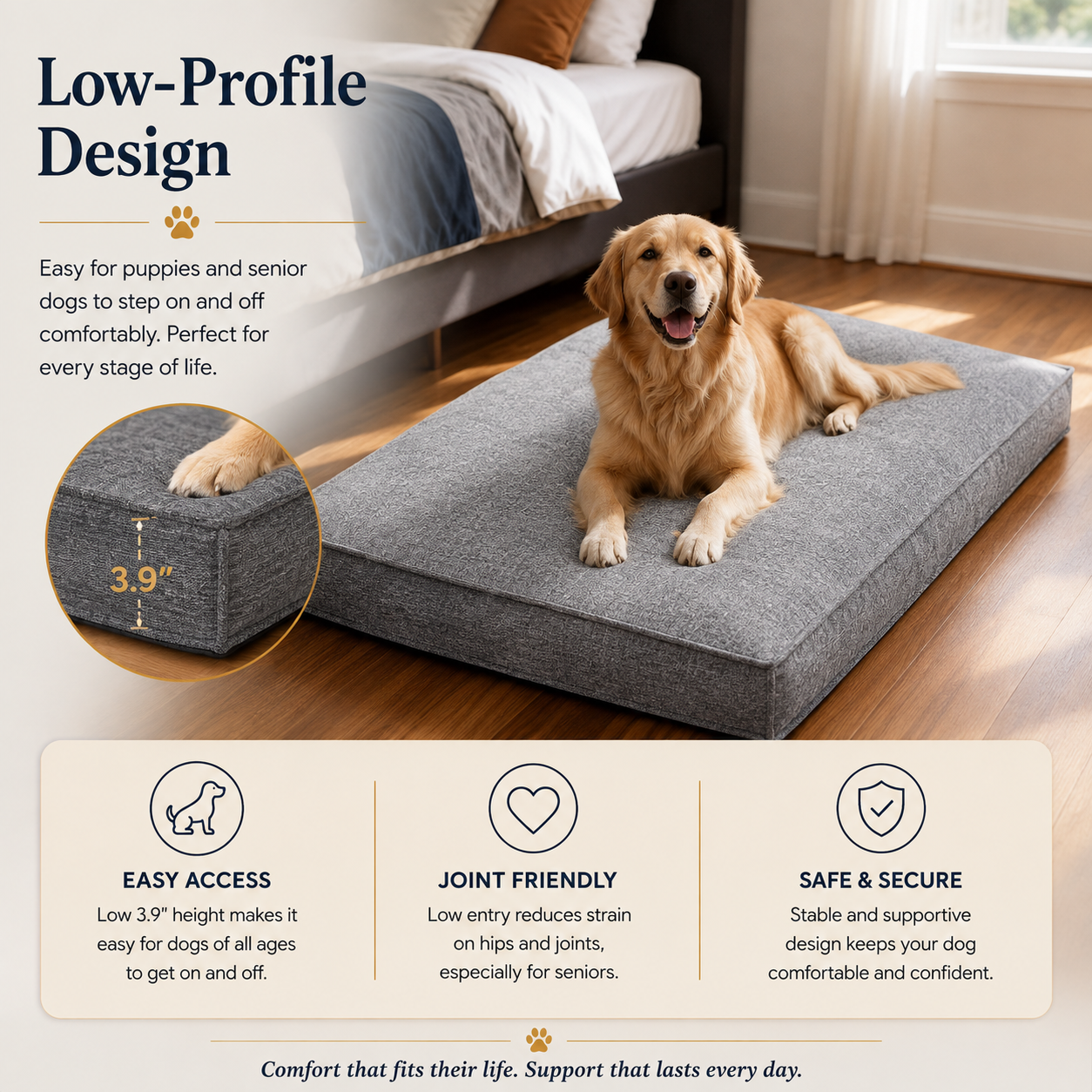 Washable Linen Dog Bed – Supportive Pillow Mat