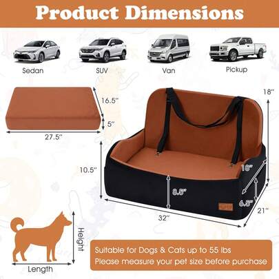 Tail & Timber Spacious Dog Car Booster Seat