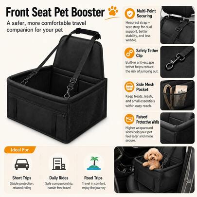 Tail & Timber Foldable Oxford Dog Car Booster Seat
