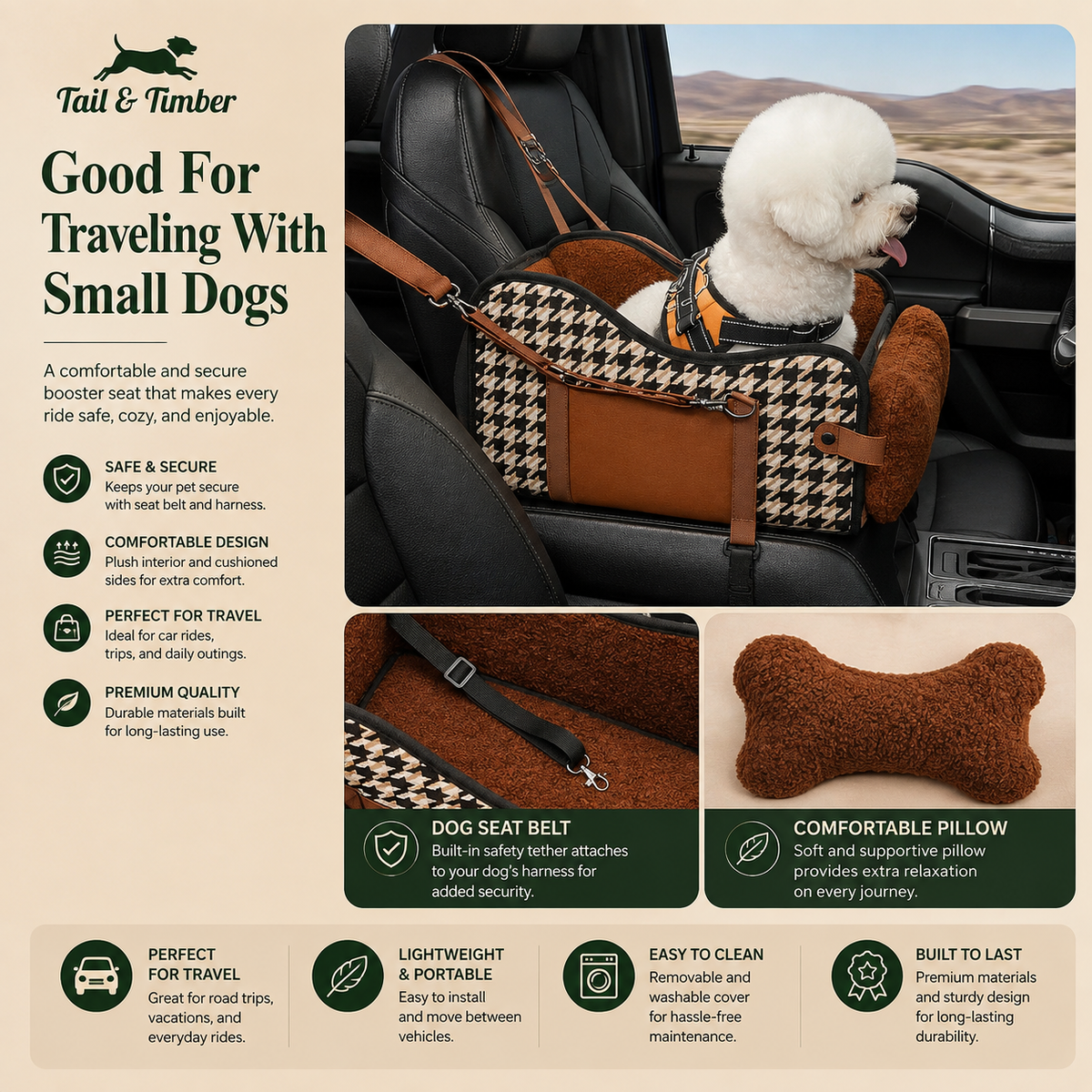 Center Console Pet Booster Car Seat
