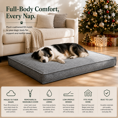 Washable Linen Dog Bed – Supportive Pillow Mat