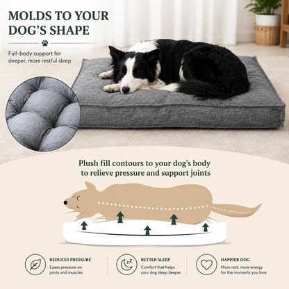 Washable Linen Dog Bed – Supportive Pillow Mat