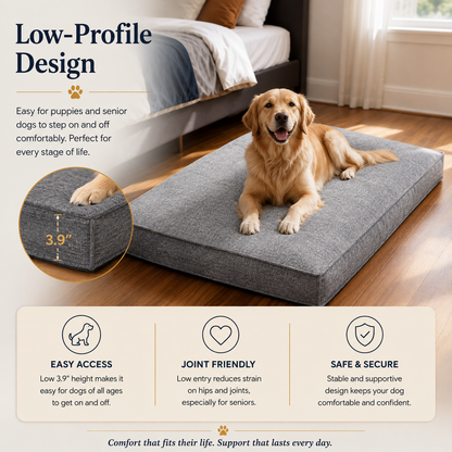 Washable Linen Dog Bed – Supportive Pillow Mat