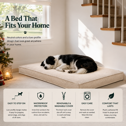 Washable Linen Dog Bed – Supportive Pillow Mat