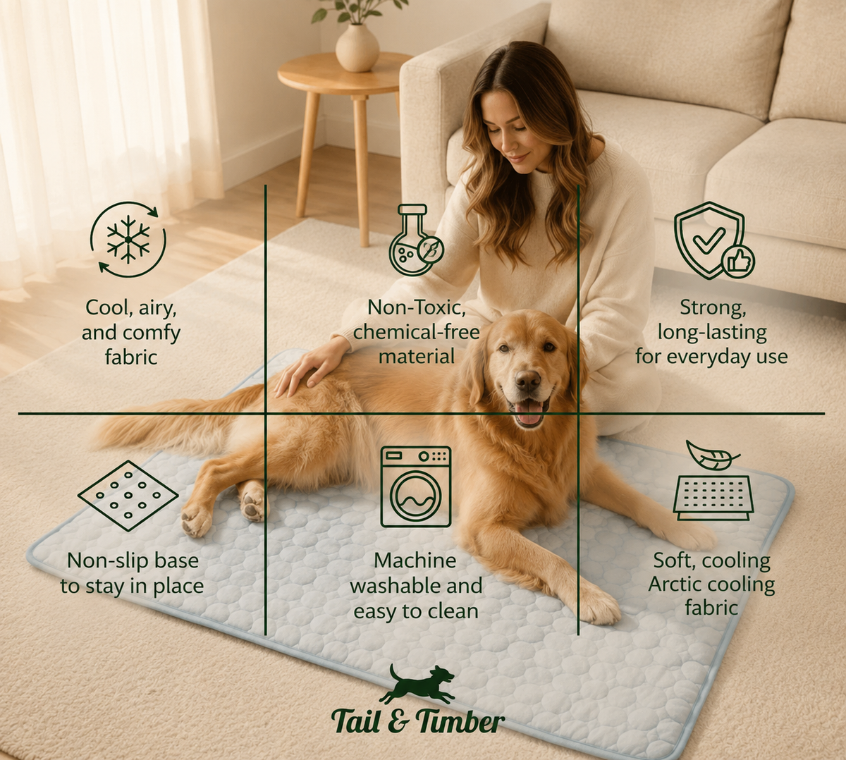 Cooling Pet Mat with Non-Slip Bottom
