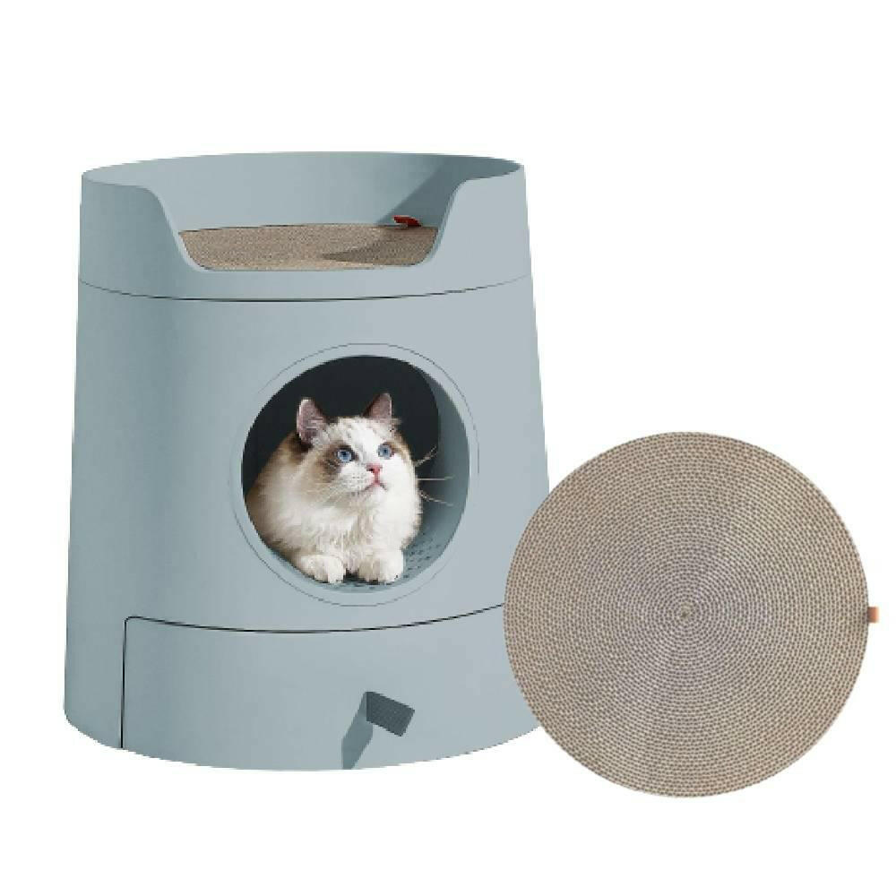 Tail & Timber Castle 2-in-1 Cat Litter Box with Scratch Mat