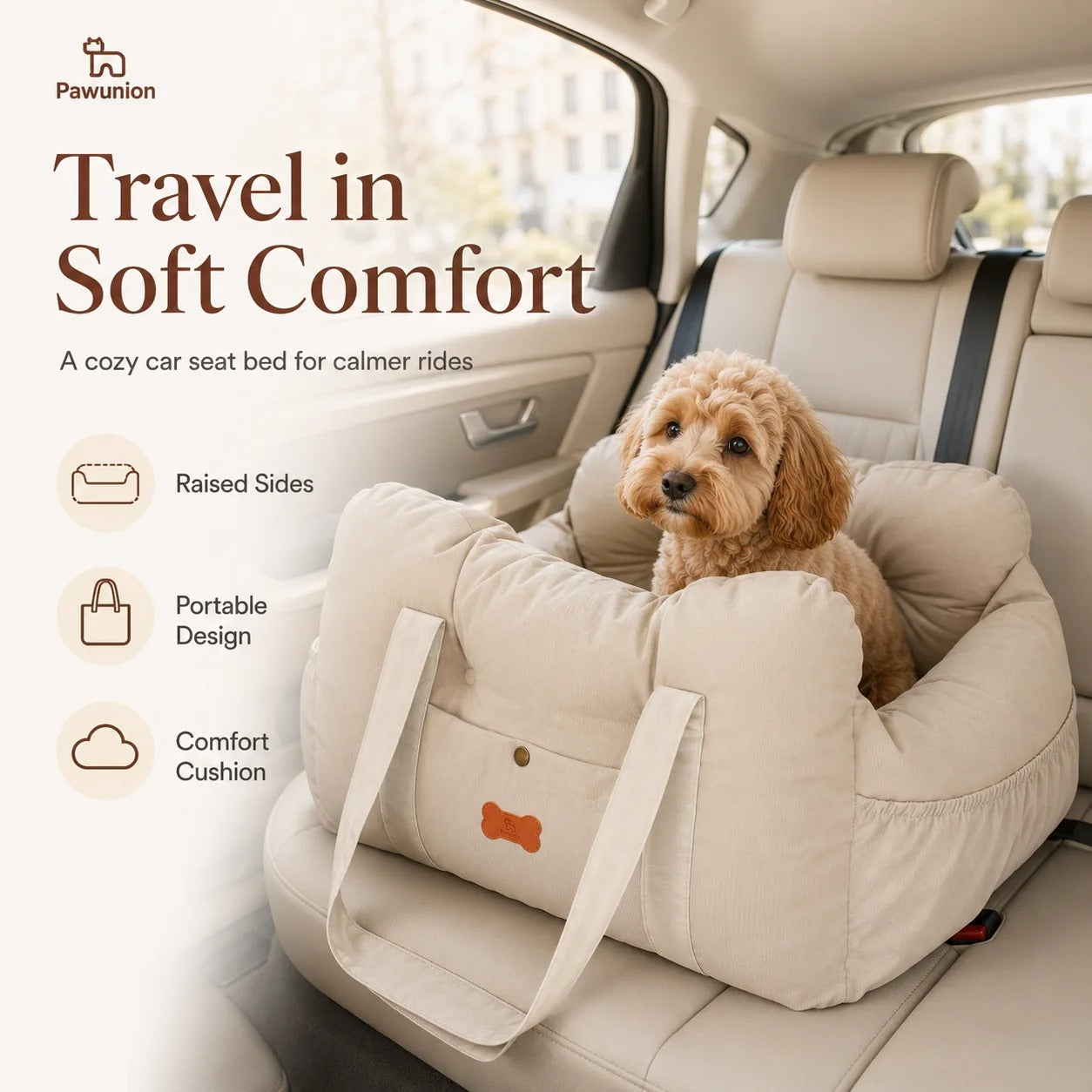 Cozy Plush Dog Booster Car Seat
