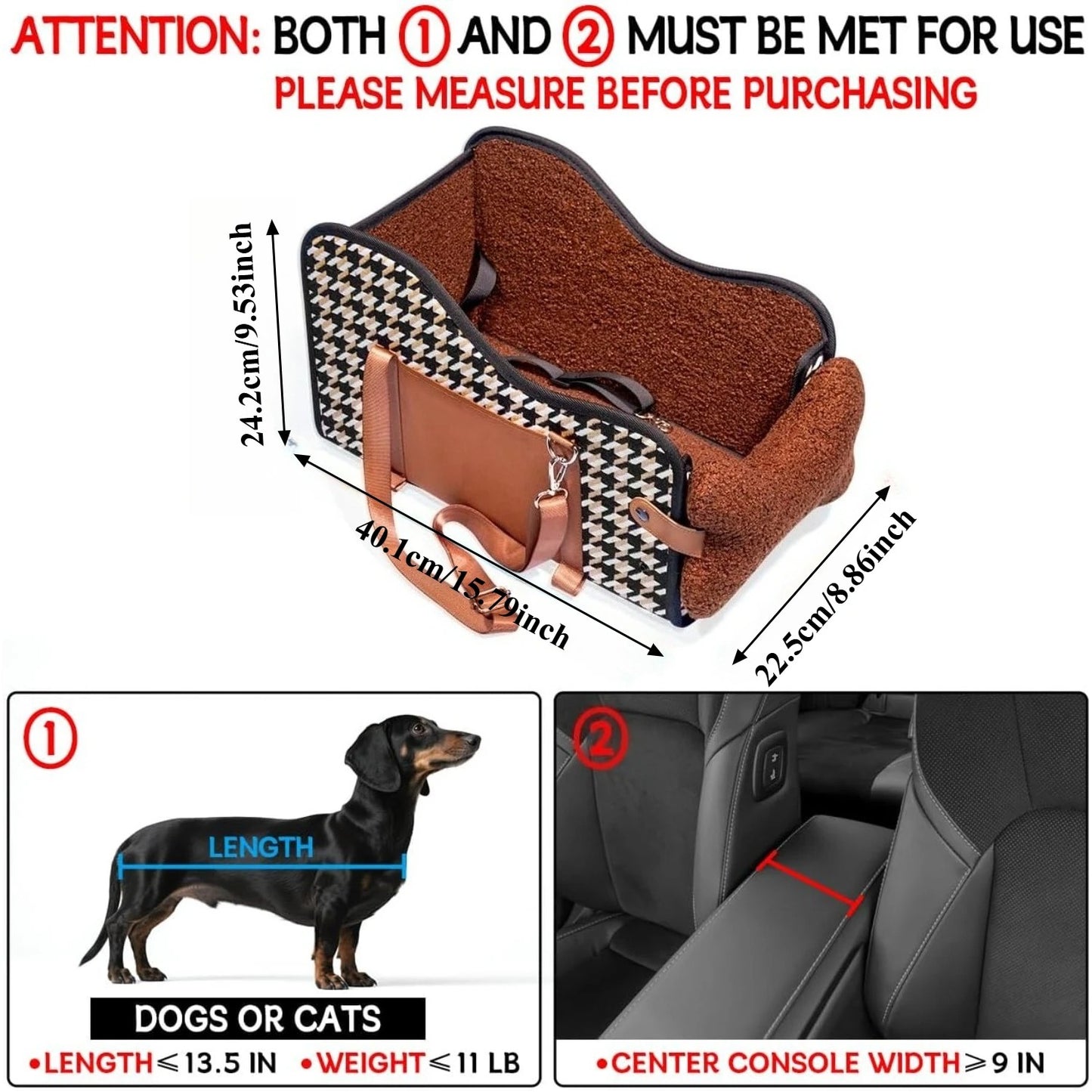 Center Console Pet Booster Car Seat