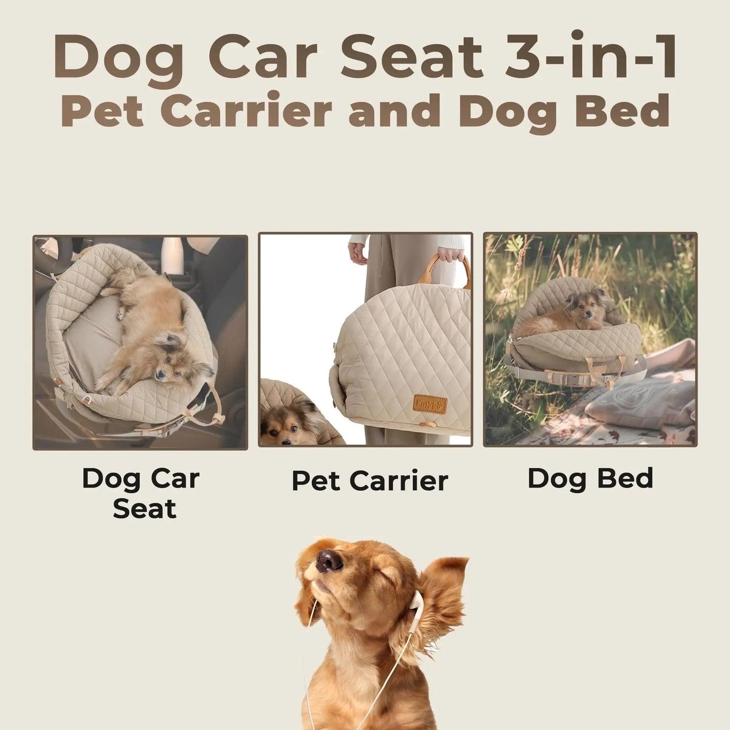 3-in-1 Travel Dog Car Seat & Carrier Bed