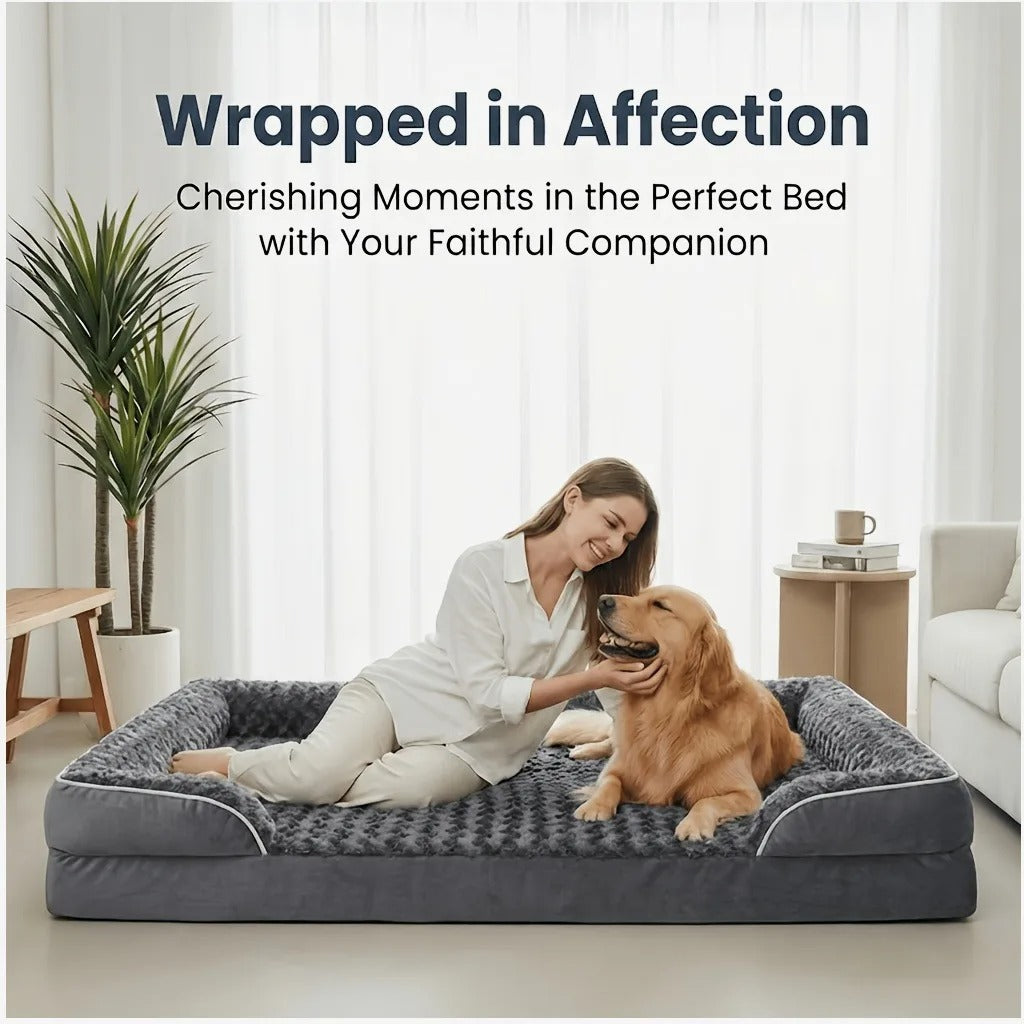 Large Egg-Crate Foam Dog Bed with Removable Cover