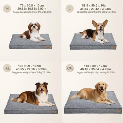 Dog bed size guide in Grey - M to XXL